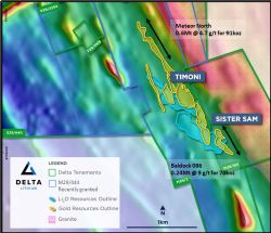 Figure 8: Plan showing location of near surface high grade gold resources at Mt Ida