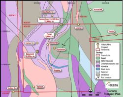 Figure 2: Cannon Project area showing surrounding prospects
