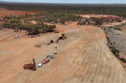 Figure 2: Aerial view of initial clearing and equipment mobilised to Phillips Find