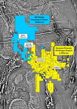 Figure 2. Monument Gold Project with Korong and Waihi MRE location