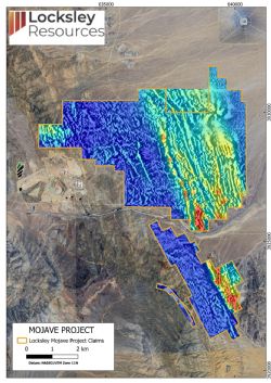 Figure 2; Map showing magnetic RTP (colour) and 1VD (shade) magnetic geophysics image