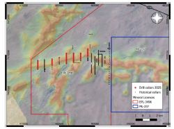 Figure 2: Namibia exploration drill hole locations over the palaeochannel