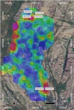 Figure 6: Drillhole locations at the Such Wow prospect area