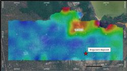 Figure 7: Angularli deposit and drill hole location over Google Earth imagery