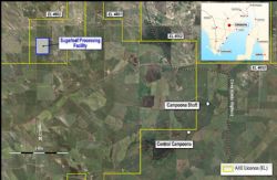Map showing close proximity of Campoona Central to Campoona Shaft and Sugarloaf Processing Facility.