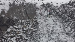 Rock phosphate seam at Wapiti just prior to winter setting in - December 2016