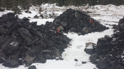 Rock phosphate stockpiles at Wapiti ready for transport to Beaverlodge processing facility - December 2016
