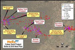 Location of four advancing prospects at the Cobar Gold Project (Yellow stars represent location of diamond holes in current program).