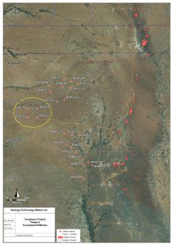 Yangibana Project – Collar Locations, Bald Hill 2017 drillhole locations on aerial photo
