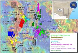 Location of Emmerson Resources NSW Projects plus major explorers and deposits within the Macquarie Arc of NSW.