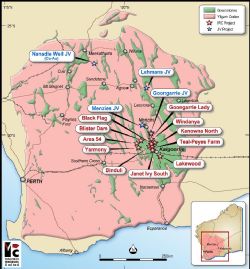 Intermin’s gold project and JV locations in Western Australia