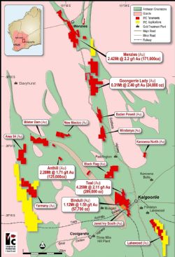 Intermin's gold project locations, regional geology and surrounding infrastructure