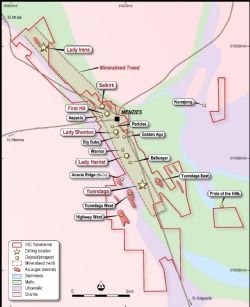 Menzies prospect locations and underlying geology