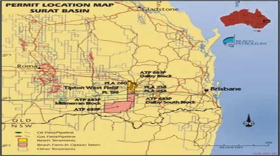 Beach (ASX:BPT) Tipton West Location Map