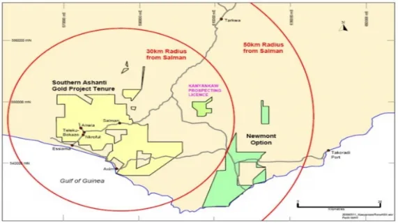 Location of Kanyankaw Prospecting Licence