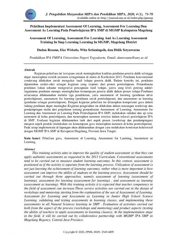 picture_Pembelajaran Pdf 276 | Pelatihan Implementasi Assessment Of For Dan As Learning