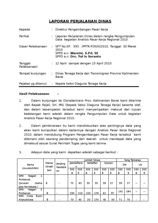 picture Laporan Doc 442 | Laporan Perjalanan Dinas Pengumpulan Data  Kegiatan Analisis Pasar Kerja Regional