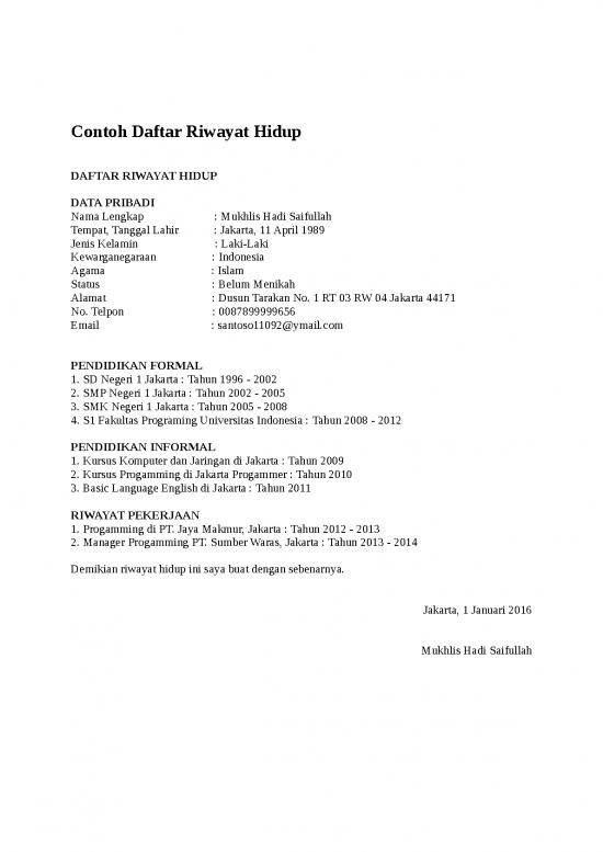 picture Contoh Cv Menarik Doc 535 | Contoh Daftar Riwayat Hidup Curriculumvitae 1