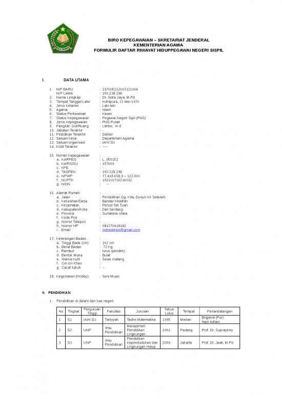 picture Contoh Daftar Riwayat Hidup Pns