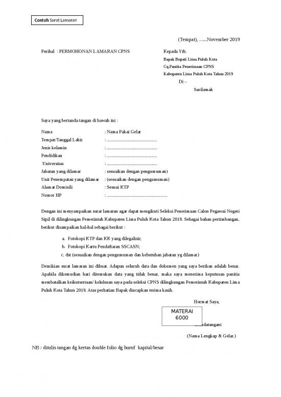 picture Surat Lamaran Doc 734 | Contoh Surat Lamaran Kerja Pns