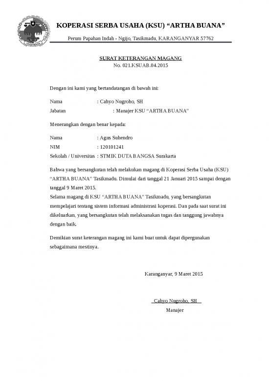 picture_Presentasi Usaha 852 | Surat Keterangan Kerja Magang