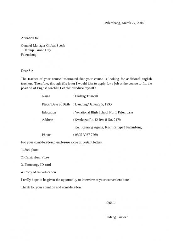 picture1_Contoh Cv Menarik Doc 1149 | Surat Lamaran Kerja Bahasa Inggris Additional English Teachers