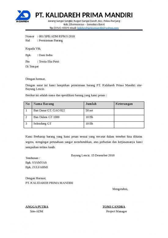 picture Surat Pesanan Permintaan Barang