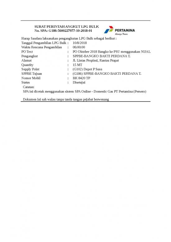 picture Surat Perintah Angkut Lpg