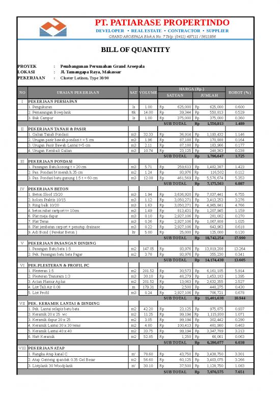 picture Contractor Excel Template 1546 | Contoh Rencana Anggaran Biaya Rab Pembangunan Perumahan