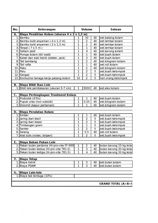 picture Excel Sheet Download 1557 | Rencana Anggaran Biaya Peternakan Lele