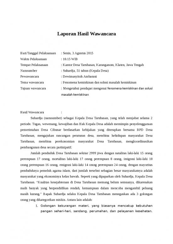 picture_Laporan Doc 1630 | Laporan Hasil Wawancara Kemiskinan Dan Solusi Masalah Kemiskinan