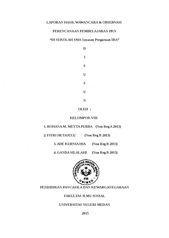 picture Laporan Doc 1658 | Laporan Hasil Wawancara Dan Observasi Perencanaan Pembelajaran Pkn