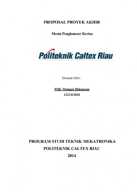 picture Thesis Proposal Sample Pdf 2009 | Teknik Mekatronika - Mesin Penghancur Kertas - Proposal Proyek Akhir