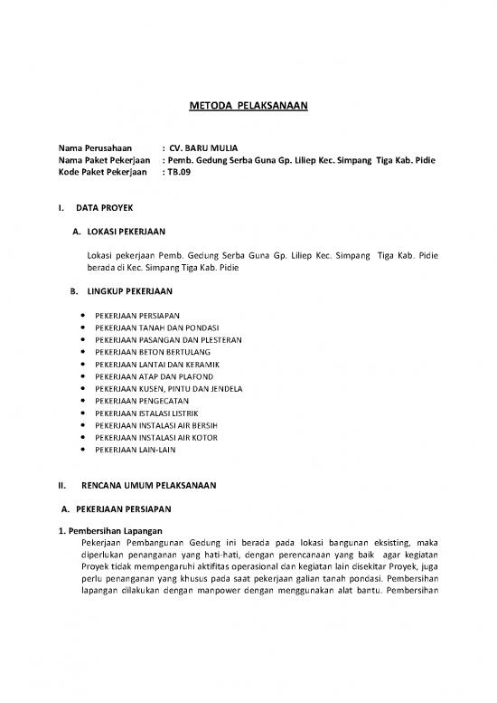 picture_Tanah Pdf 2050 | Contoh Metoda Pelaksanaan Proyek Pembangunan Gedung Serba Guna