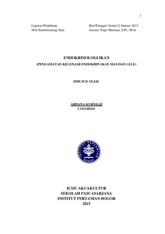 picture Laporan Pdf 2052 | Laporan Praktikum Endokrinologi Ikan - Pengamatan Kelenjar Endokrin Ikan Mas Dan Lele