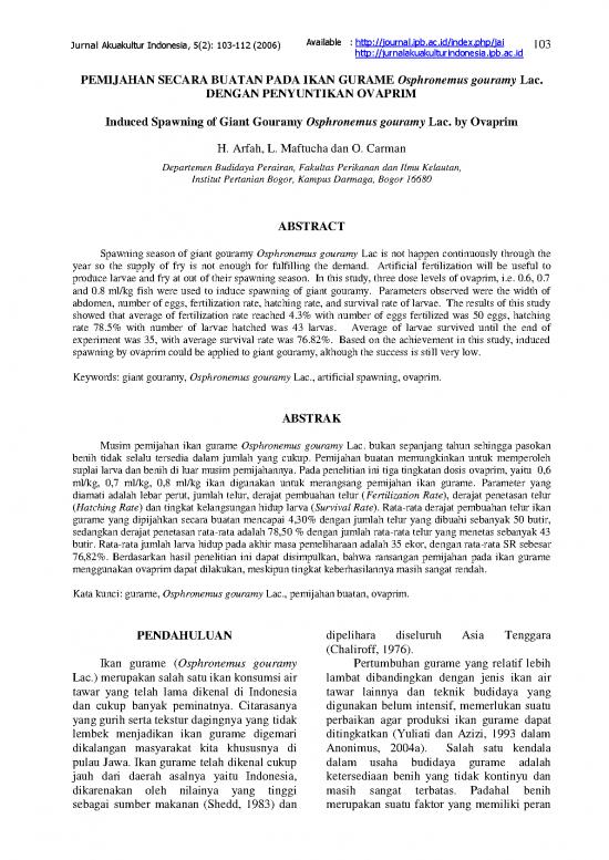 picture1_Pertanian Pdf 2059 | Pemijahan Secara Buatan Pada Ikan Gurame Osphronemus Gouramy Lac