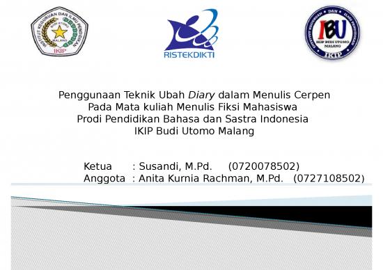 picture_Presentasi Usaha Ppt 2450 | Power Point- Penggunaan Teknik Ubah Diary Dalam Menulis Cerpen