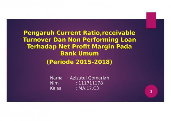 picture Ppt Manajemen Keuangan 3024 | Pengaruh Current Ratio - Receivable Turnover - Dan Non Performing Loan Terhadap Net Profit Margin Pada Bank Umum