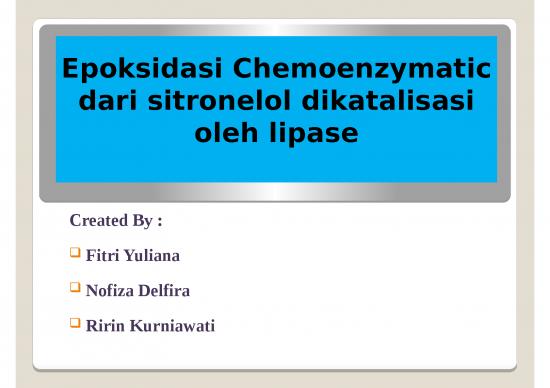 picture Reaksi Asam Amino 3192 | Epoksidasi Chemoenzymatic Dari Sitronelol Dikatalisasi Oleh Lipase