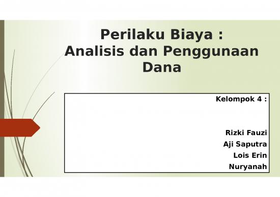 picture Power Point Manajemen 3195 | Perilaku Biaya - Analisis Dan Penggunaan Dana