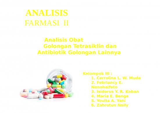 picture Analisis Obat - Golongan Tetrasiklin Dan Antibiotik Golongan Lainnya