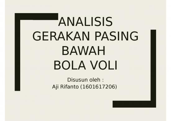 picture Presentasi Usaha Ppt 3641 | Bola Voli - Analisis Gerakan Pasing Bawah Bola Voli