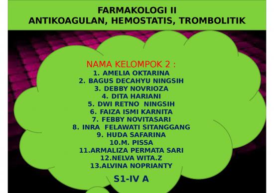 picture Powerpoint Oral Presentation 3645 | Antikoagulan Hemostatis Trombolitik - Farmakologi