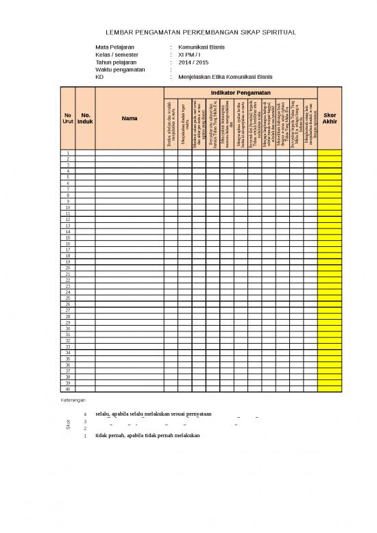 picture Excel Sheet Download 3810 | Contoh Format Lembar Pengamatan Perkembangan Sikap Siswa