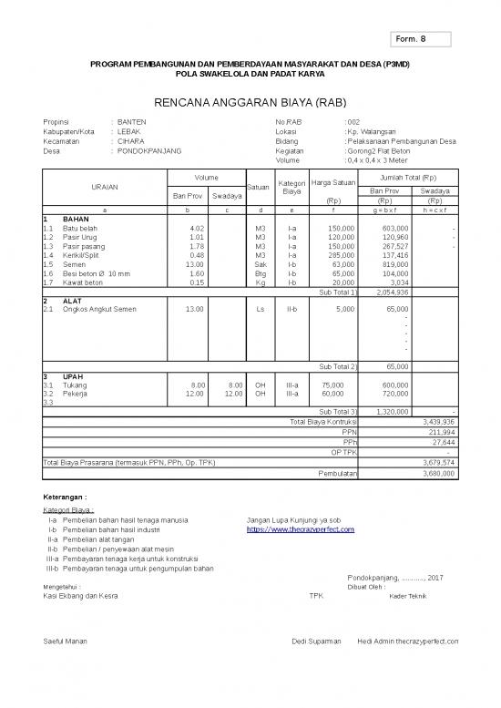 picture_Excel Sheet Download 3866 | Contoh Rab Gorong Gorong Plat Beton