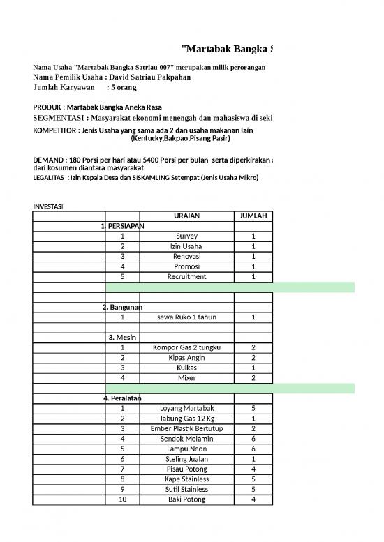 picture_Excel Sheet Download 3878 | Feasibility Study Kelayakan Usaha Martabak