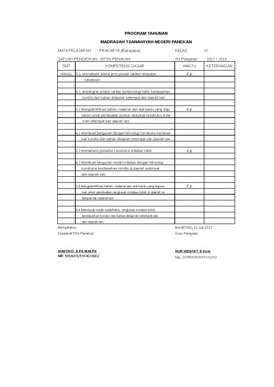 picture_Excel Sheet Download 3881 | Program Semester Mts Kelas 9 - Mata Pelajaran Prakarya - Rekayasa