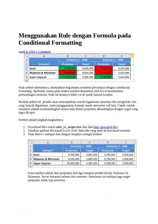 picture1_Excel 2010 - Menggunakan Rule Dengan Formula Pada Conditional Formatting