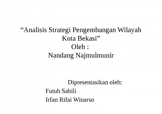 picture Presentation On Environment Pdf 4367 | Pengembangan Wilayah Kota - Analisis Strategi Pengembangan Wilayah Kota Bekasi