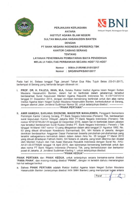 picture Perjanjian Kerjasama Id 25623 | 030117 Perjanjian Kerjasama Dengan Bni
